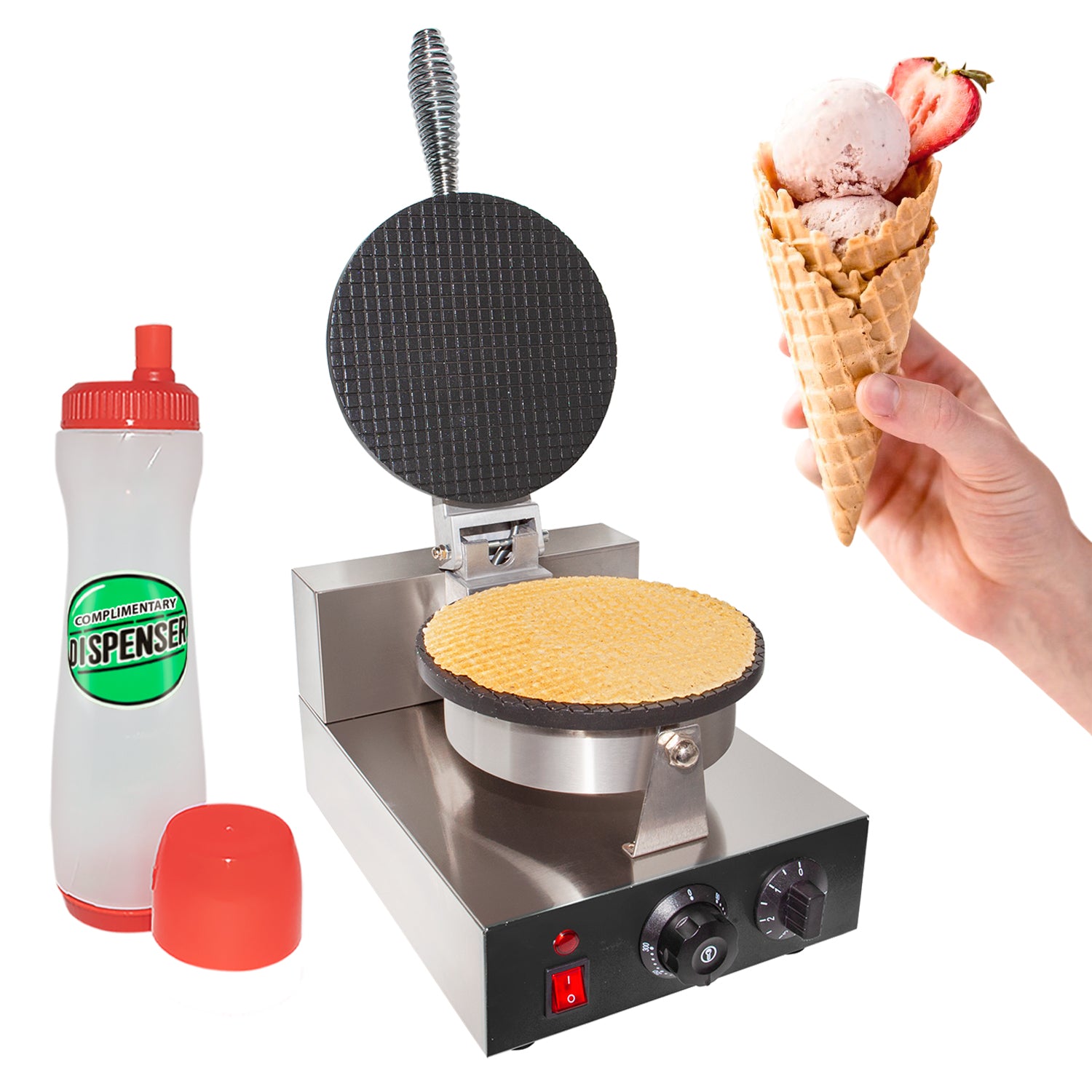 Commercial 110v Electric buy Nonstick Ice Cream Waffle Cone Baker Maker Machine