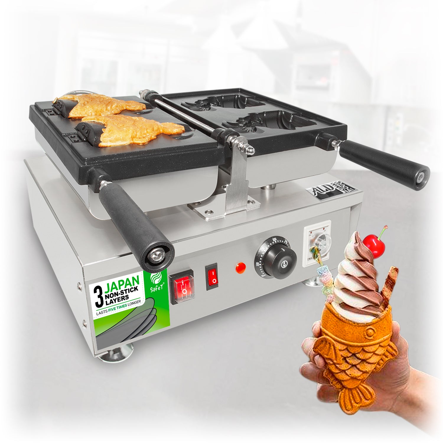 ALDKitchen Taiyaki Iron | Electric Taiyaki Machine | 2 Open