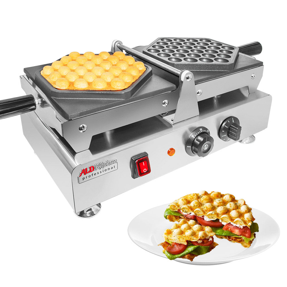 ALDKitchen Bubble Waffle Maker, Stainless Steel Egg Waffle Maker, Replaceable Nonstick Mold