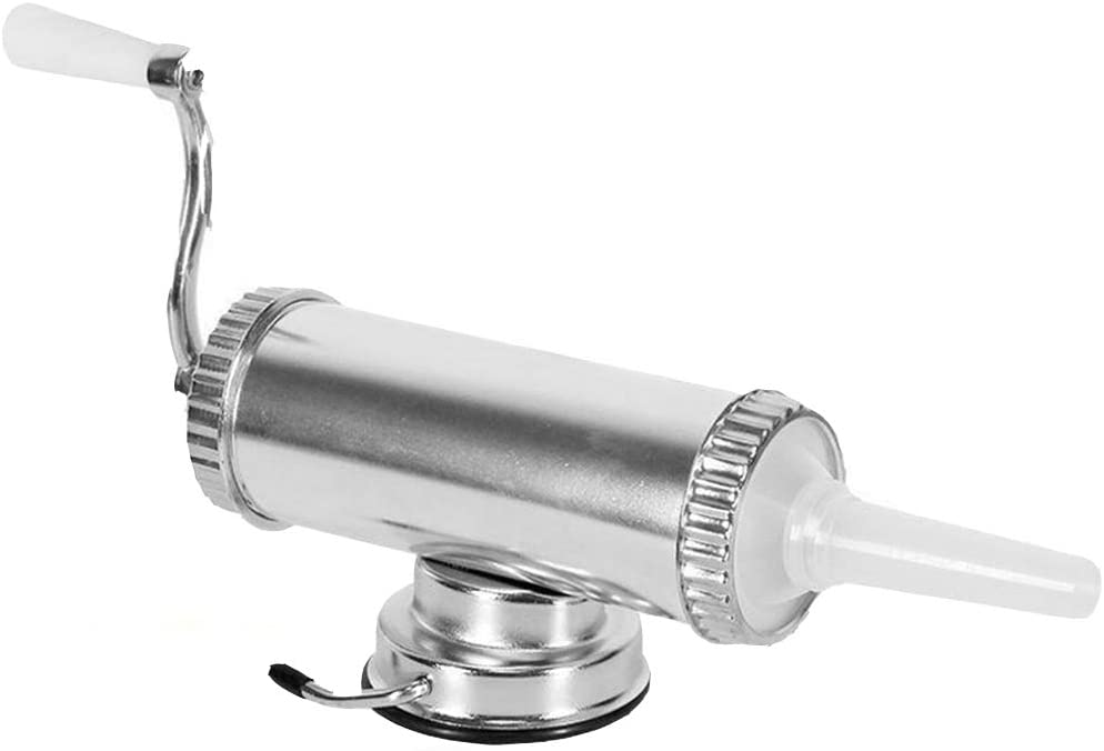 Meao Sausage Filler Stuffer Home Made Machine - Stainless Steel Vertical Sausage Maker with Suction Base and Manual Crank for Household Use or