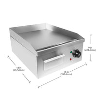 flat top grill size