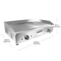 Large (half ribbed) / 110V, flat top grill
