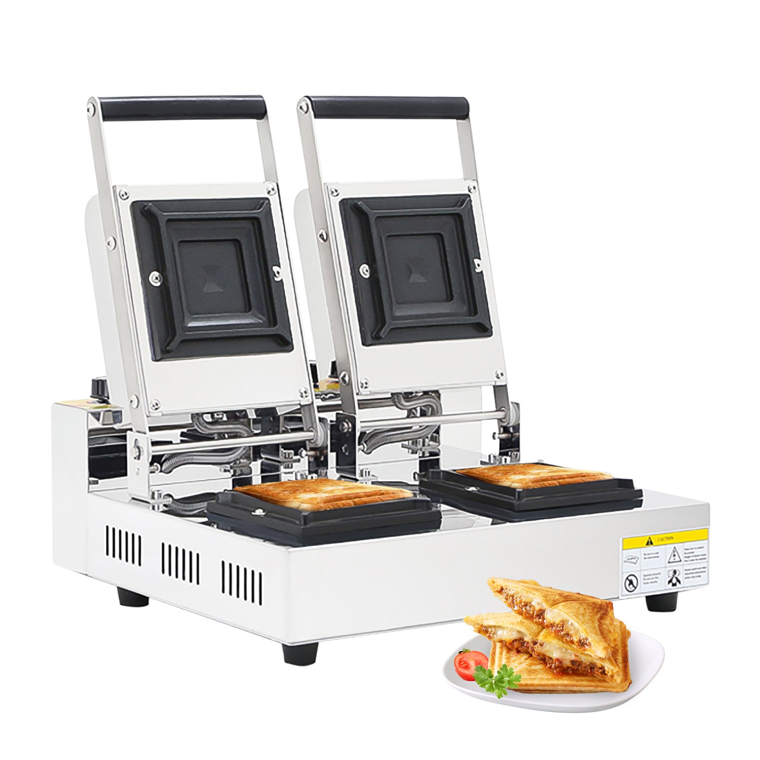 ALDKitchen Jaffle Maker Commercial | Electric Jaffle Sandwich Maker | Pudgy Pie Iron | Stainless Steel 110V