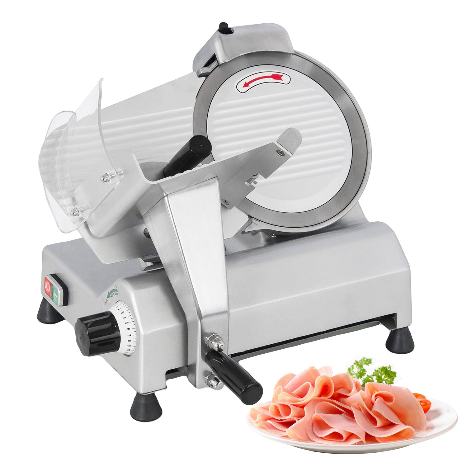 GorillaRock Meat Slicer Commercial | Electric Food Slicer with 10-Inch Stainless Steel Blade | Aluminum Body | Low Noise