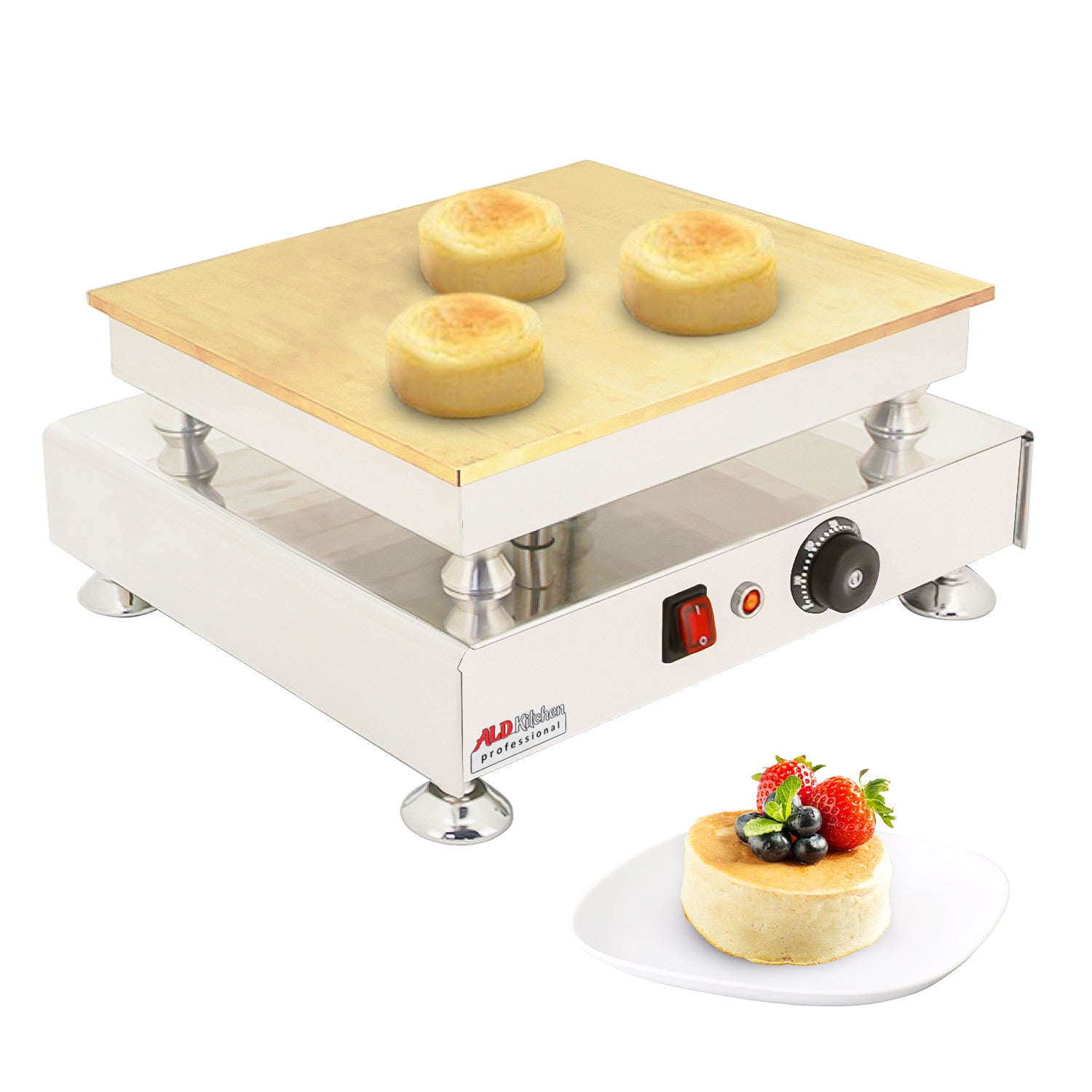 ALDKitchen Poffertjes Maker | 50 Mini Pancakes | Nonstick Double Pan 110V