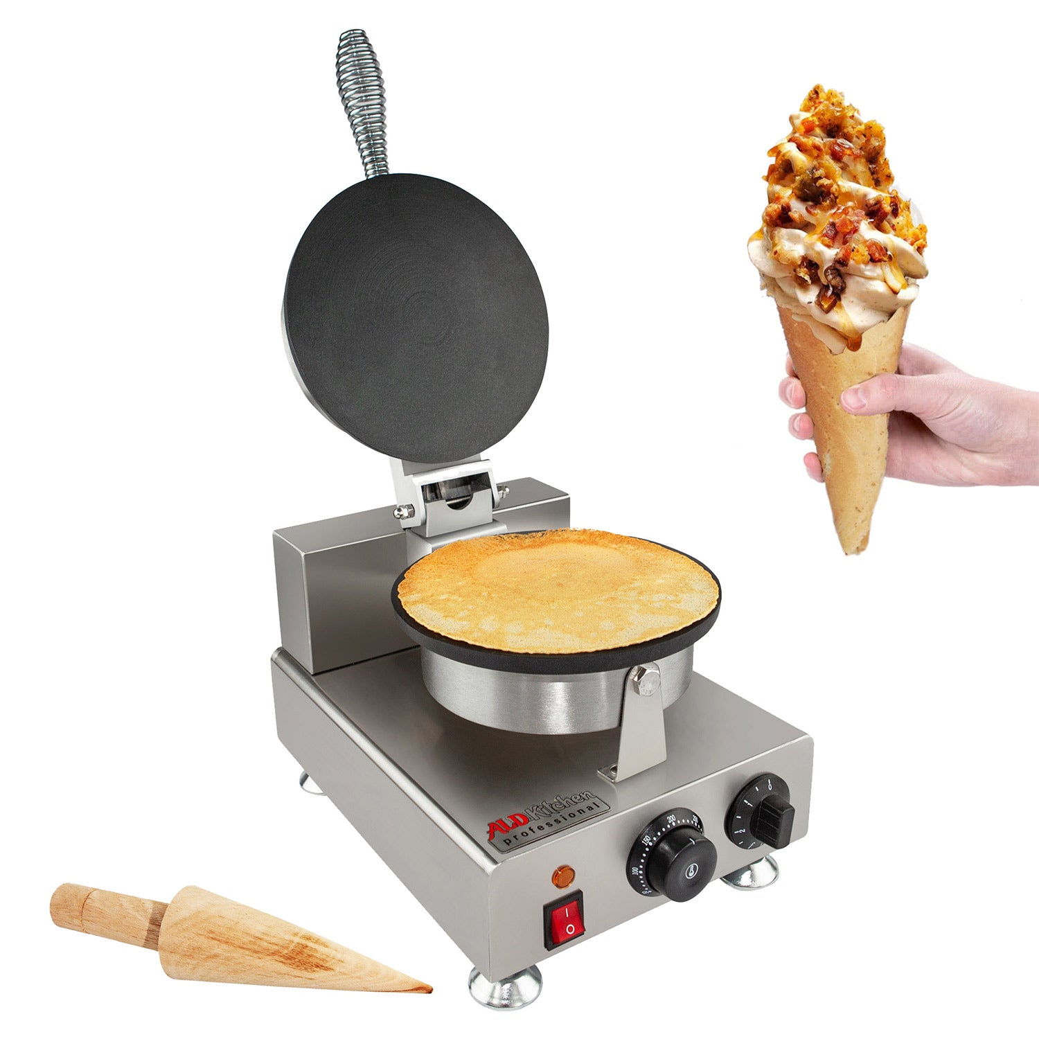 Commercial Waffle Maker Pancake Baker Both Sides With Detachable Tray  Stirrer