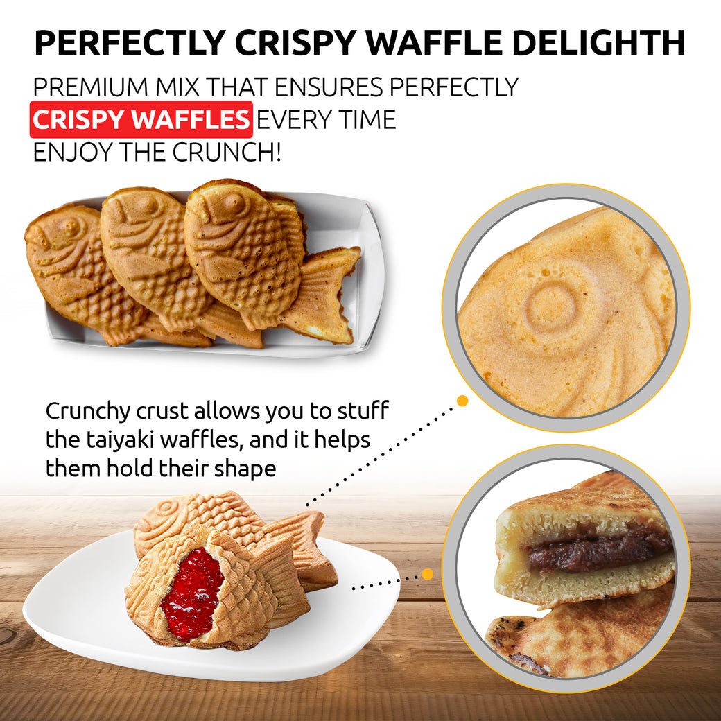 OldSoul Taiyaki Waffle Mix - 5lb Vanilla Batter For Fish-Shaped Waffles (Makes 84 Waffles)