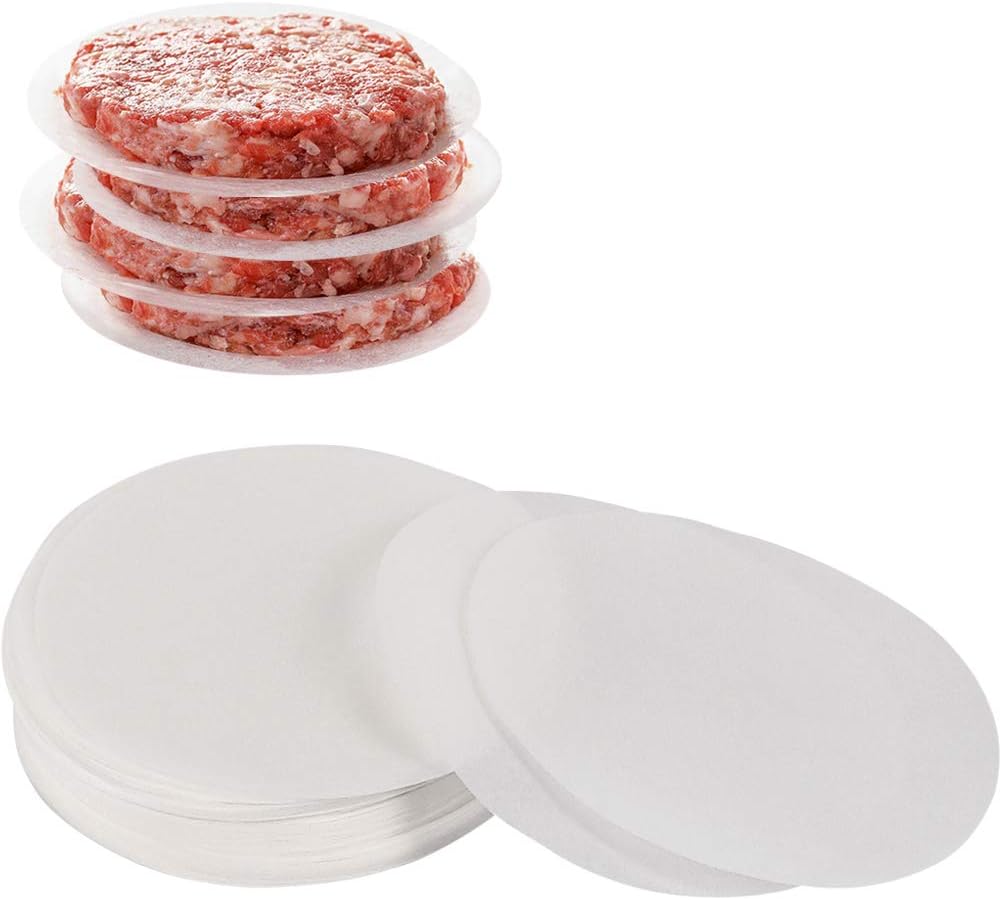 Hamburger Patty Paper Round for Burger Press | 4.5 & 5.5 & 6 in | 200 Pcs | Patty Serperate and Cake Baking