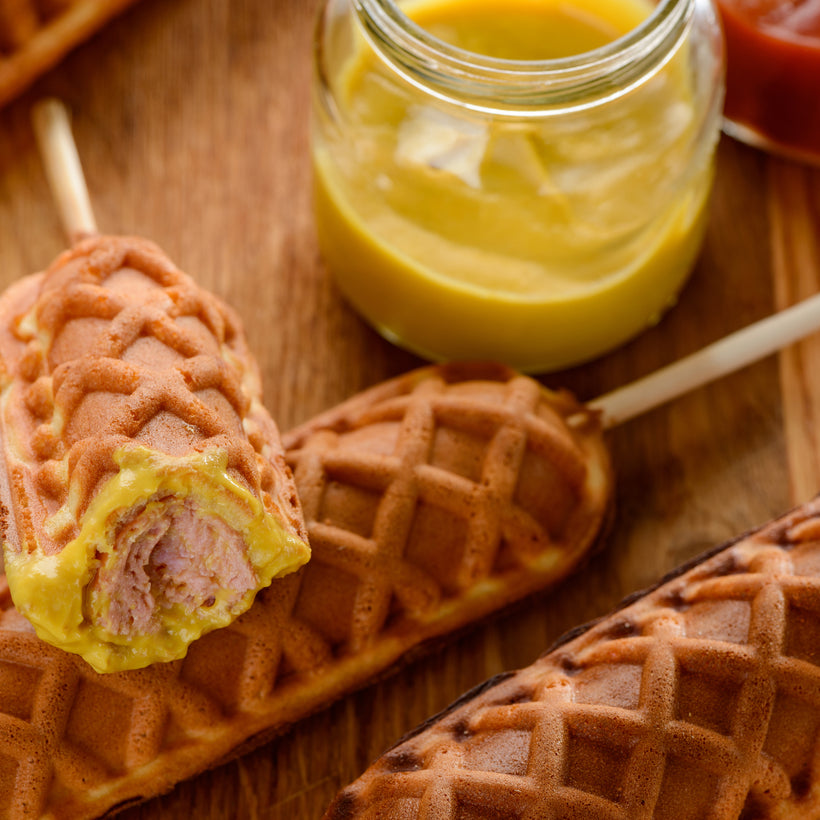 Commercial Hotdog Waffle Makers. Waffle Iron or Corn Dog Machine