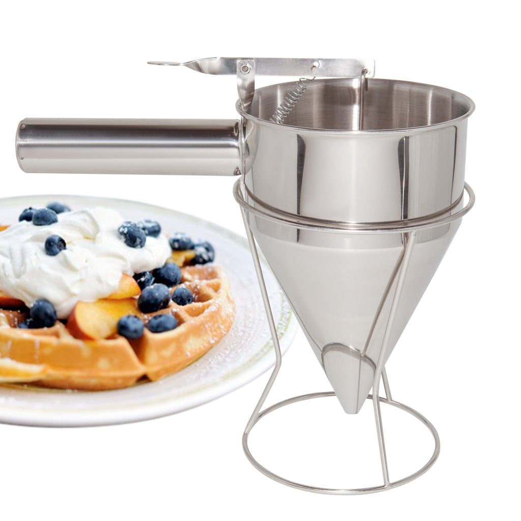 Pancake Batter Dispenser, Stainless Steel Funnel Cake Dispenser with Stand