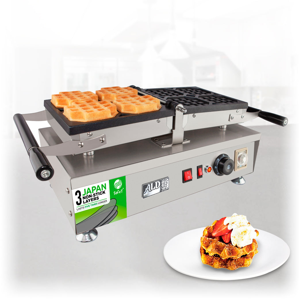 ALDKitchen Belgian Waffle Iron | Swing Type | 4 Pcs | Professional Use ...