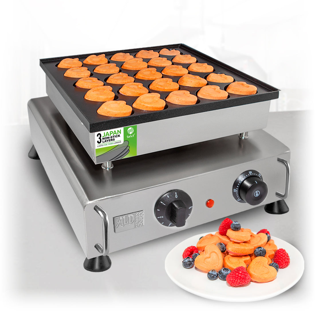 AP-552 Mini Dutch Pancake Maker | Poffertjes Iron | 25 Pcs | Heart-Shaped Pancakes | Mini Dutch Pancakes