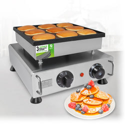 AP-562 Dutch Pancake Maker | Dorayaki Iron | Electric Big Dutch Pancakes Machine | 9 Round-Shaped Big Poffertjes | Stainless Steel
