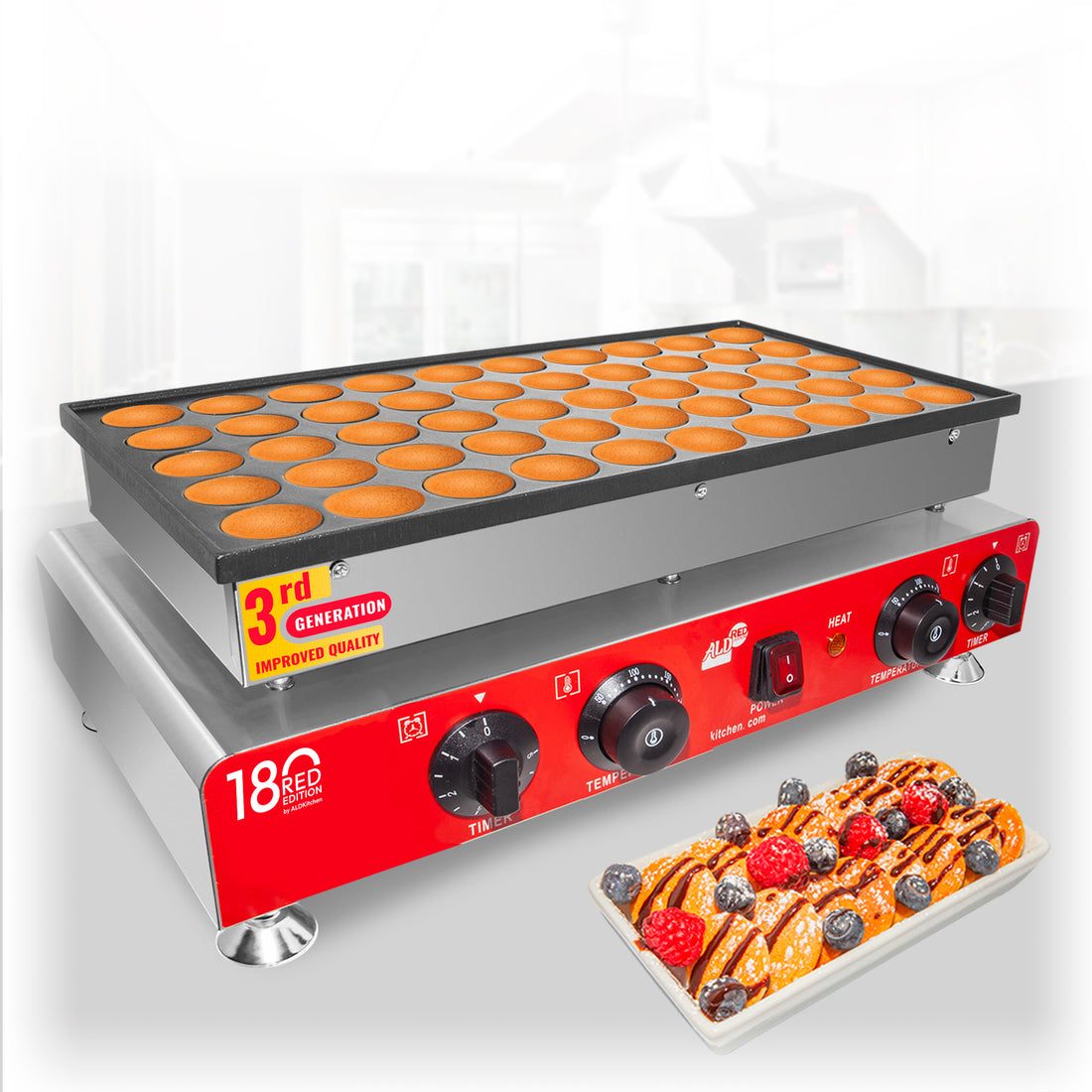 AR-2280 Mini Dutch Pancake Maker Commercial | 50 Poffertjes | Nonstick