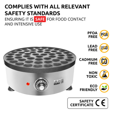 AP-541 Mini Dutch Pancake Maker | Poffertjes Iron | Round Electric Poffertjes Pan | Stainless Steel | 50+ Round-Shape Dutch Pancakes