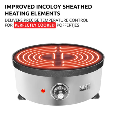 AP-541 Mini Dutch Pancake Maker | Poffertjes Iron | Round Electric Poffertjes Pan | Stainless Steel | 50+ Round-Shape Dutch Pancakes