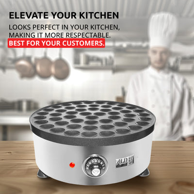 AP-541 Mini Dutch Pancake Maker | Poffertjes Iron | Round Electric Poffertjes Pan | Stainless Steel | 50+ Round-Shape Dutch Pancakes