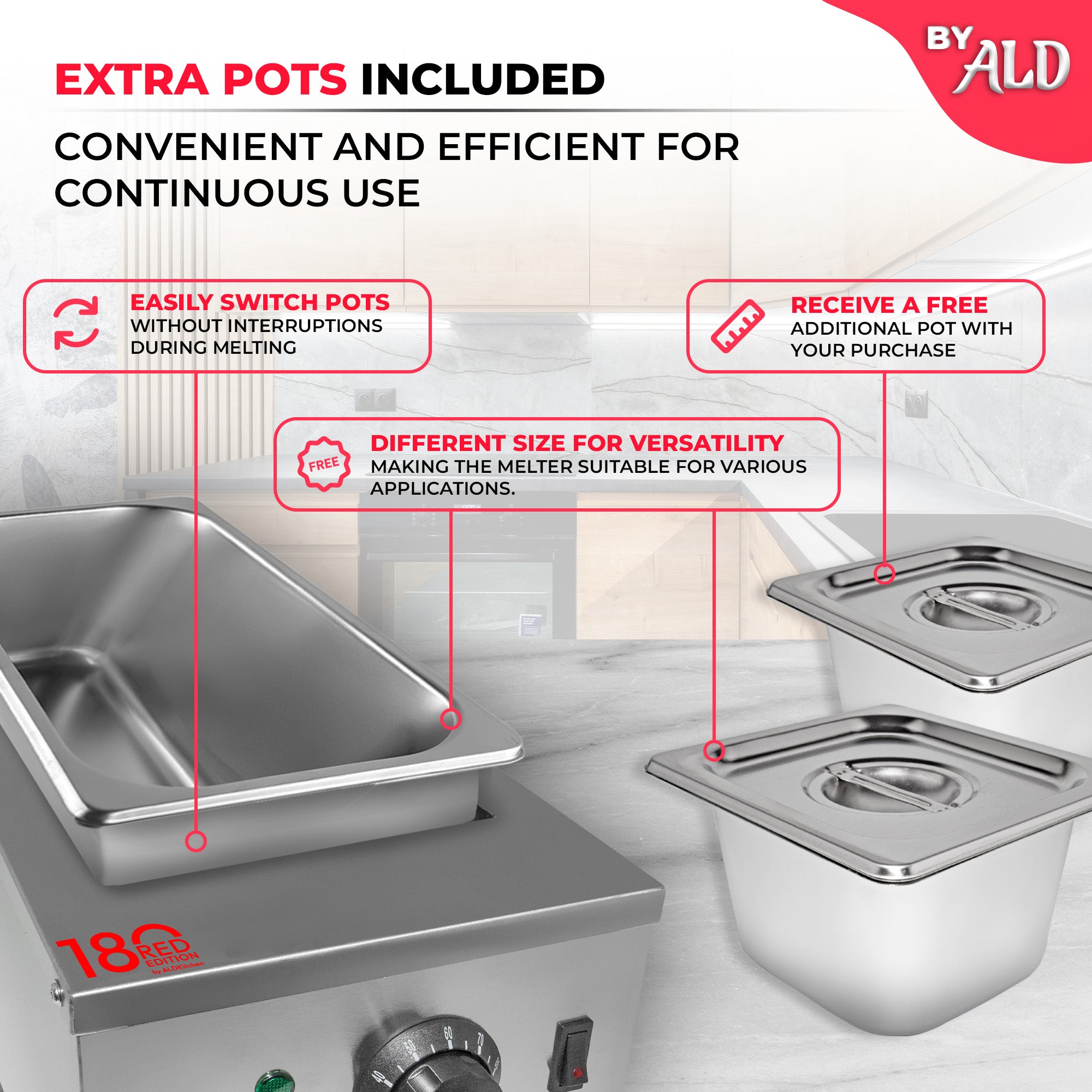 ALDKitchen Chocolate Melting Pot | Electric Food Warmer | Professional
