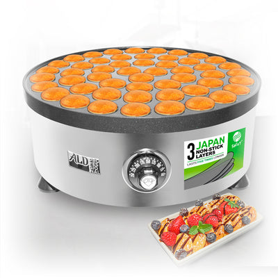 AP-541 Mini Dutch Pancake Maker | Poffertjes Iron | Round Electric Poffertjes Pan | Stainless Steel | 50+ Round-Shape Dutch Pancakes