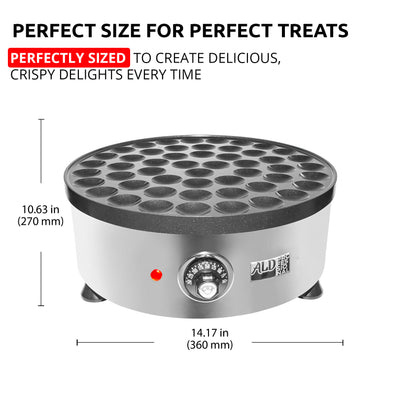 AP-541 Mini Dutch Pancake Maker | Poffertjes Iron | Round Electric Poffertjes Pan | Stainless Steel | 50+ Round-Shape Dutch Pancakes