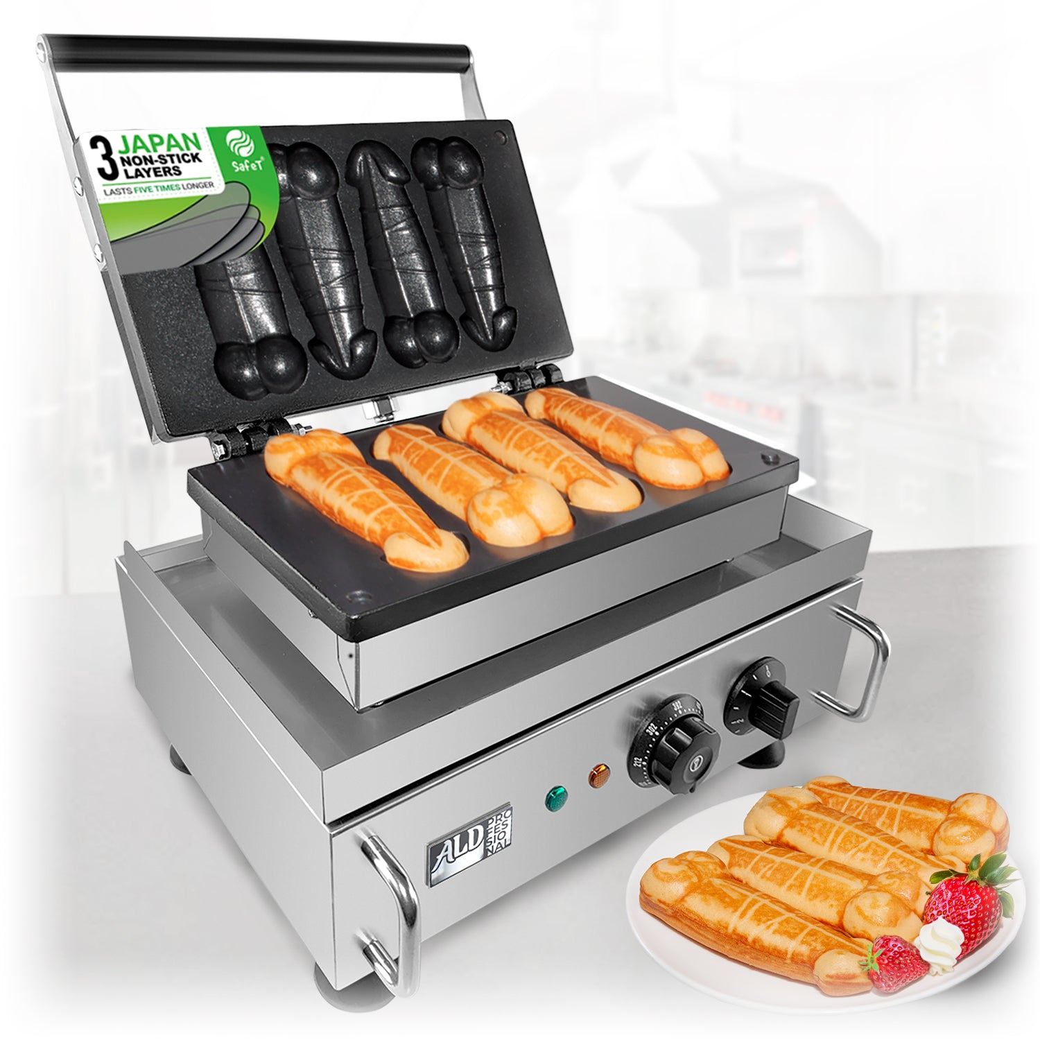 Kitchen Red Hot Dog Waffle Maker Corn Dogs Commercial Waffle