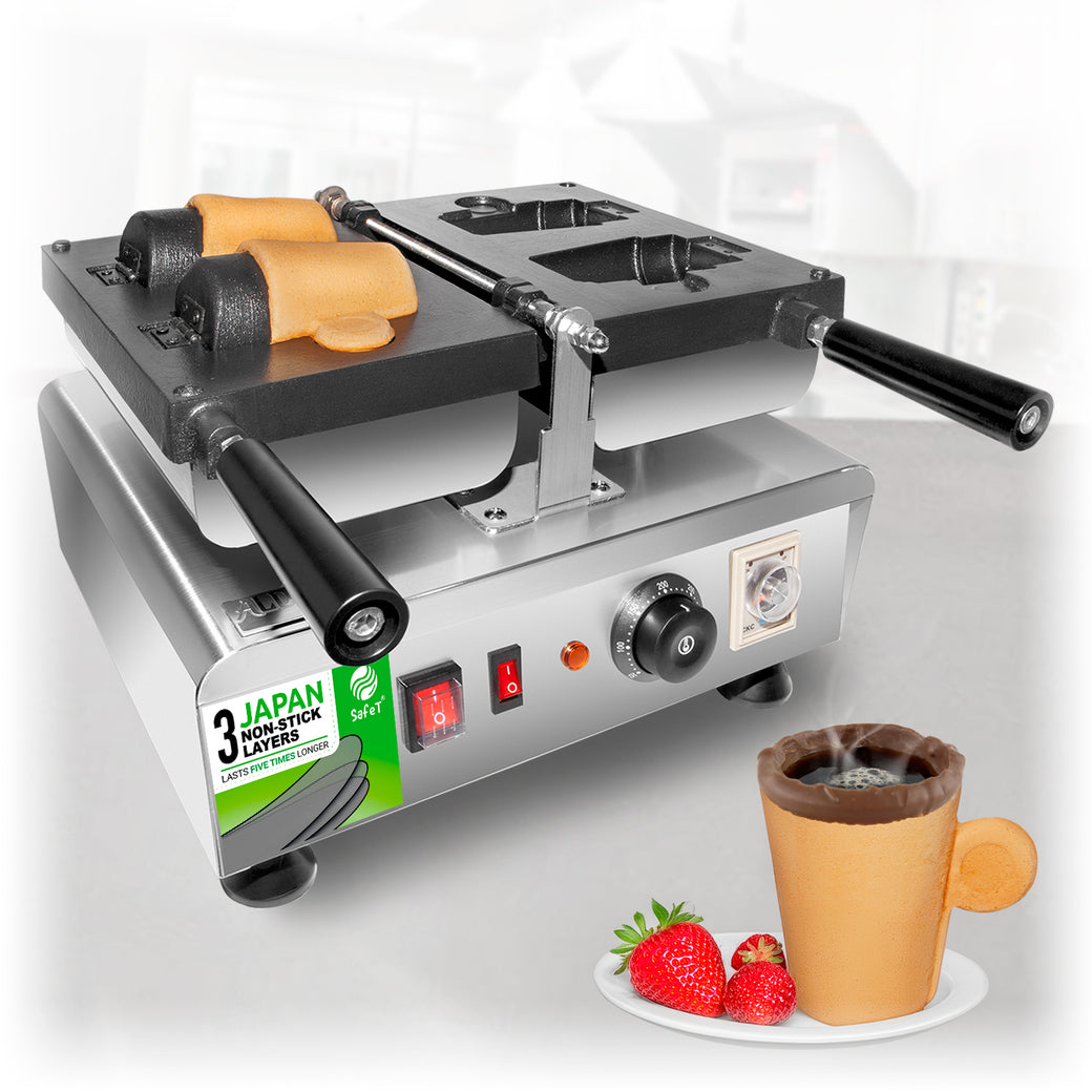 ALDKitchen Waffle Coffee Cup Maker | 2 Pcs | 3-Layer Japanese Nonstick ...