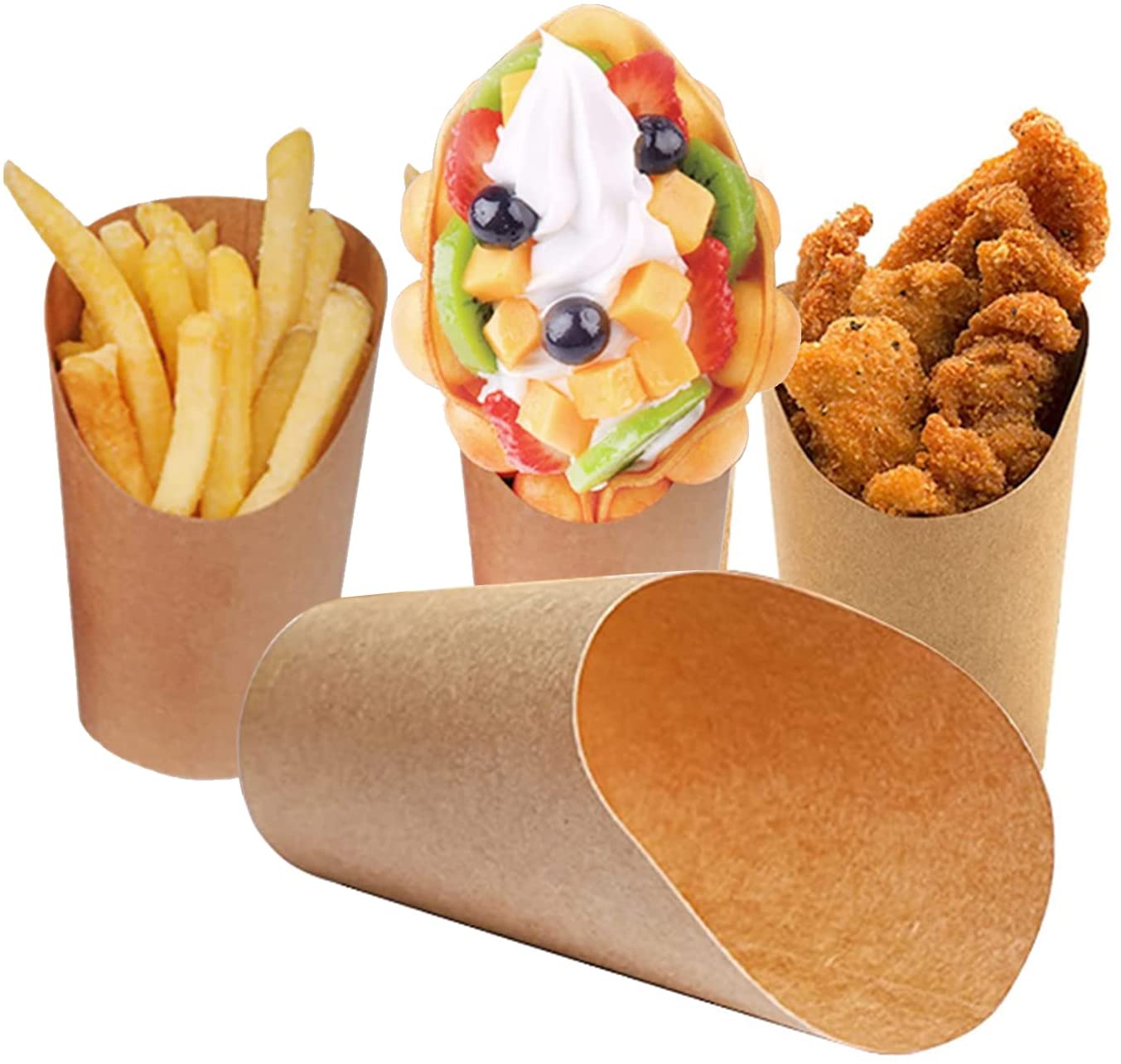 Versatile cardboard cones for fries with sauce holder Items 