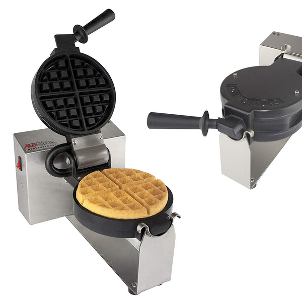Belgian Waffle Maker | 360° Rotating Mechanism | Round-Shaped Waffles | Stainless Steel Double / 110V