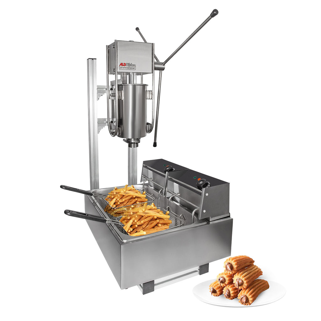 ALDKitchen Manual de máquina Churros | Máquina de churro con soporte de  trabajo | Máquina de freír | Acero inoxidable | (5L)