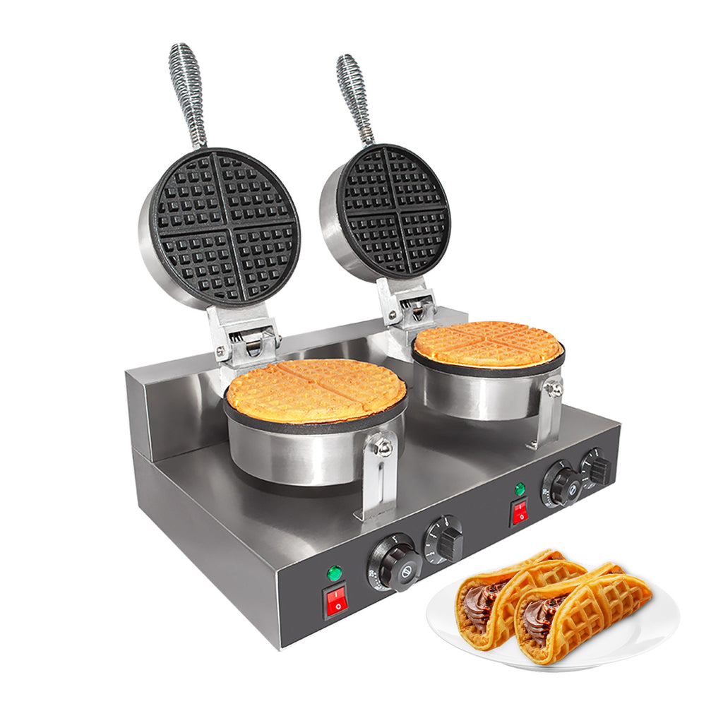 GorillaRock Double Double Waffle Maker | Round-Shaped Belgium Waffles ...