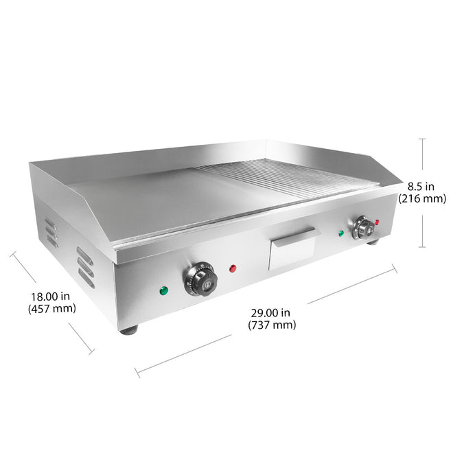 Large (half ribbed) / 220V, flat griddle 