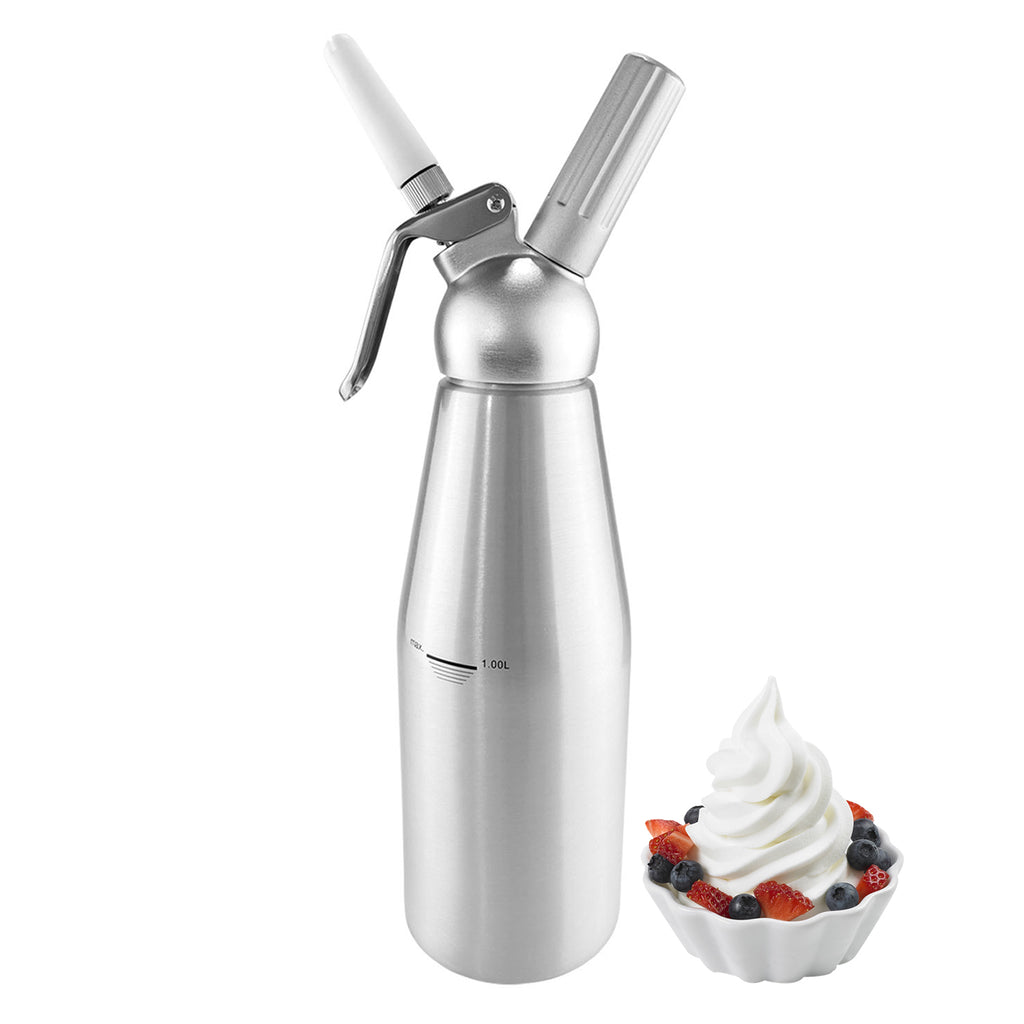 GorillaRock Whipped Cream Dispenser | Cream Whipper | + 3 Decorating Nozzles (1 L)
